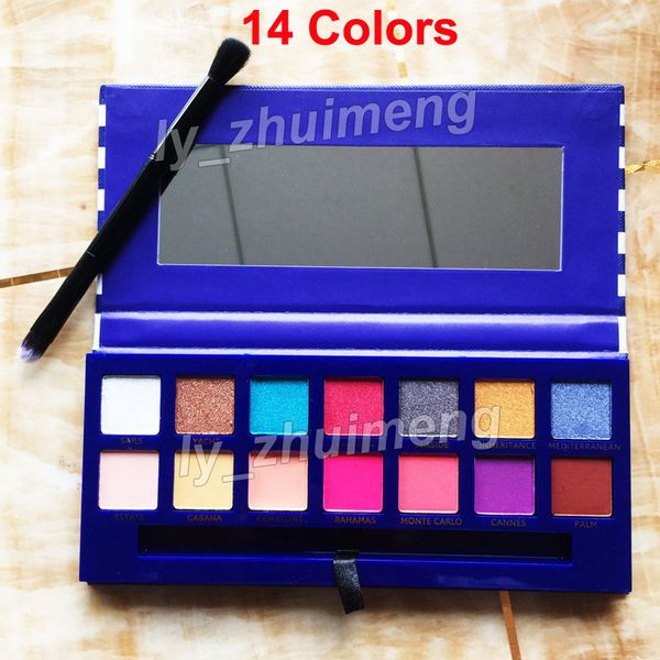 

Beauty eye shadow RIVIERA palette with brush 14 colors eyeshadow shimmer Matte Makeup Eyeshadow hills Palette Free shipping