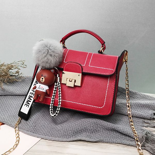 

simple ladies shoulderbag fashion women sale crossbody bag cartoon pendant purse mobile phone messenger bags high quality