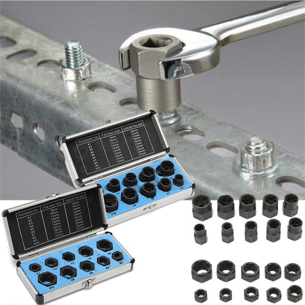 

10pcs damaged nut bolt remover stud extractor set 9-19mm broken bolt removal kit