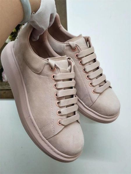 

men designer shoes 100% suede leather grey green black platform oversized sneakers women fashion lace-up trainers wedding shoes l26