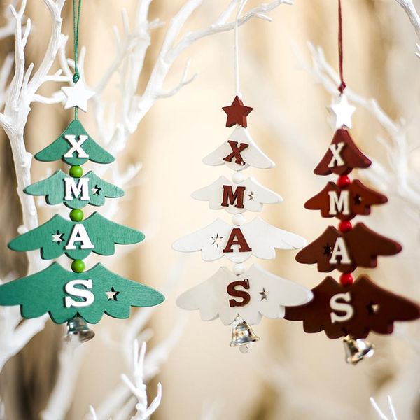 

christmas wooden painted decorative pendant christmas tree letter bell wood sign pendant party decoration