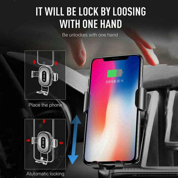 

qi gravity wireless charger for qi-enabled universal smartphone 10w fast wireless car charger charging pad for samsung s9 car holder charger