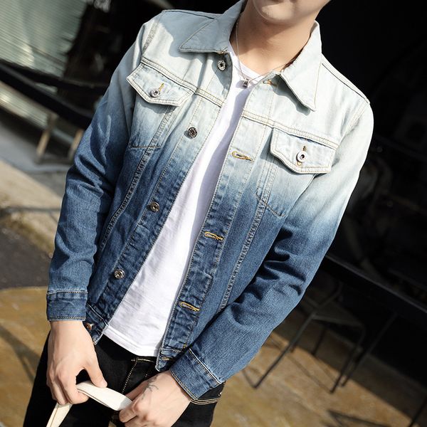

2019. spring and autumn new gradual colored jeans jacket, Black;brown