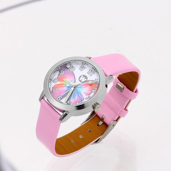 

butterfly 3d cartoon watch kids children wrist watches girl leather strap students quartz watch clock cute montre enfant gifts, Blue