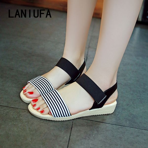 

fashion summer sandals women flats casual suede slip-on peep toe rome peep toe women shoes sandals mujer plus size 35-40 #339, Black