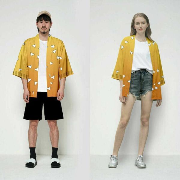 

meihuida demon slayer kimetsu no yaiba characters cosplay kimono haori coat shirt yaiba kamado tanjirou agatsuma zenitsu, White;black