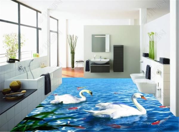 

пользовательские 3d обои 3d красивый пол росписи милый лебедь кальмар этаж живопись