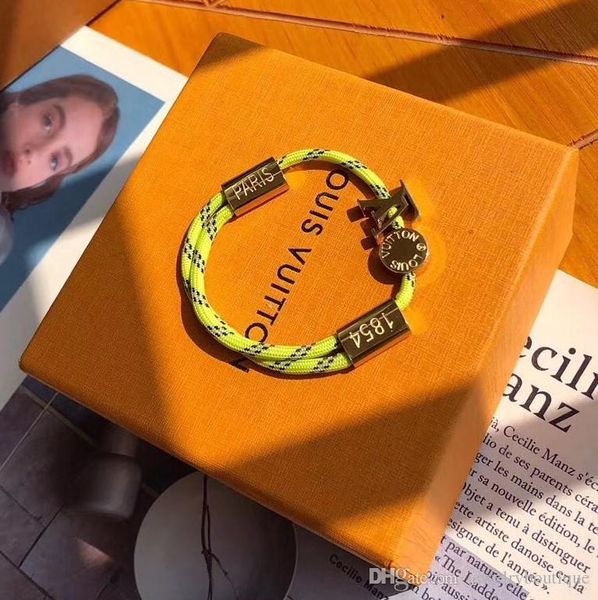 

2020 handmade nylon rope with gold clasp bracelet charm titanium stainless steel in orange and yellow rope jewelry ing, Black