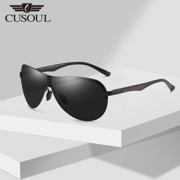 

cusoul polarized sunglasses men frameless sun glasses male eyewear with anti uv400 lens and night lens, White;black