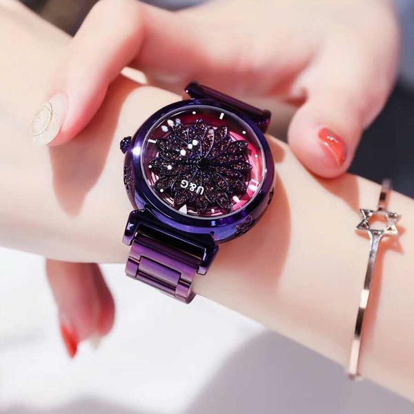 

2018 new fashion rotate ladies watch women women watches quartz waterproof diamond wrist watches for, Slivery;brown
