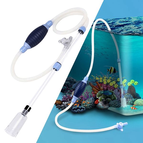 

manual aquarium water changer filter fish tank water telescopic silicone tube pump