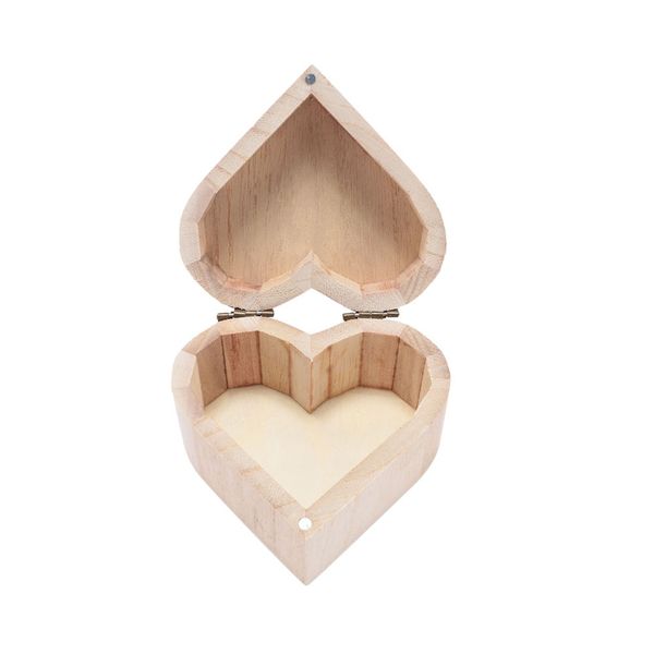 

1pc creative cute love heart shape wooden craft gift box multifunctional mud base diy art decor jewelry box organizador de joyas, Black