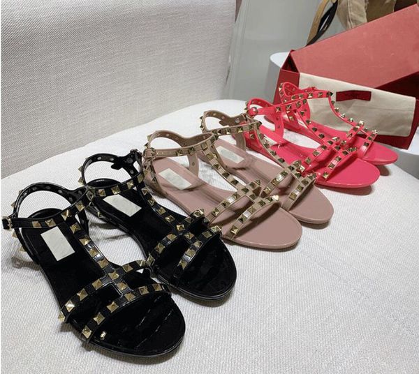 

classics v women sandal flat rivets shoes pvc flat sandal nude black bottom beach shoes women jelly