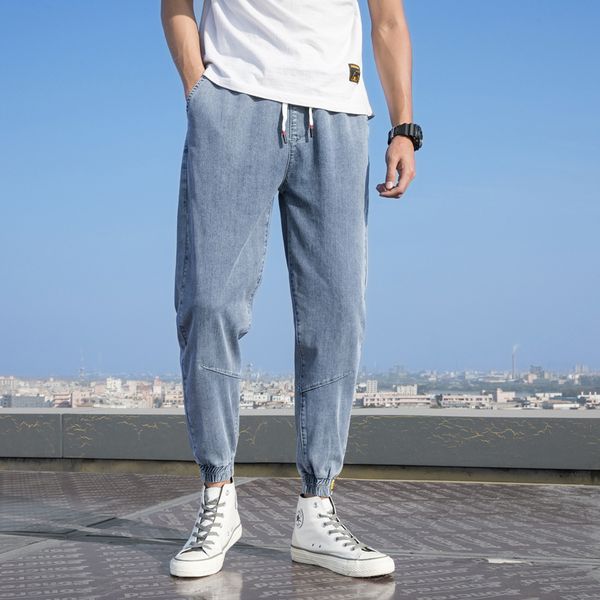

men's jeans mens 2021 super skinny men stretch denim pants elastic waist big size european long trousers, Blue