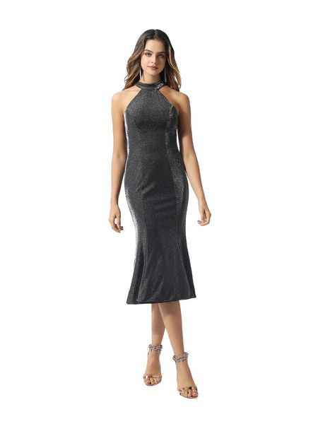 

tanpell simple gray mermaid cocktail dress simple halter neck sleeveless -length formal celebrity custom cocktail dress 2020, White;black