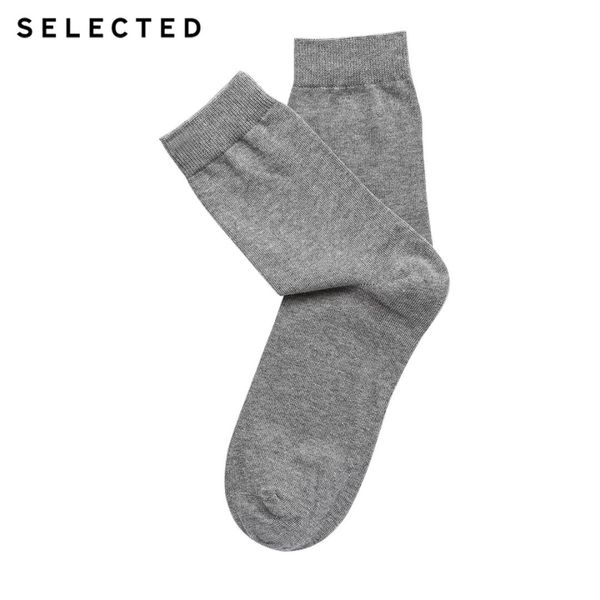 

selected men's pure color three-pack grey socks a|41831q, Black