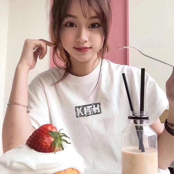 

men clothing summer mens t-shirts kith fashion letters printed tee cool short sleeved crew neck tees men women white black