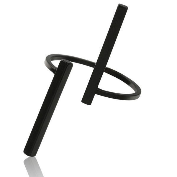 

1pcs/lot simple geometric bar ring for women fashion gold black rings men, Silver
