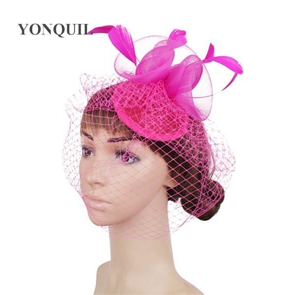 

elegant lady floral fascinator cocktail hat bridals for wedding party hair clip french mesh veil hair band accessories