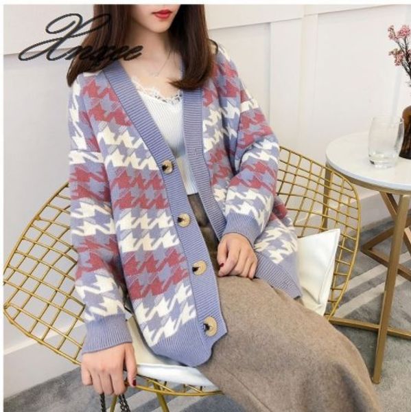 

knit cardigan jacket women 2019 new autumn korean short v-neck long sleeve sweater, Black;brown