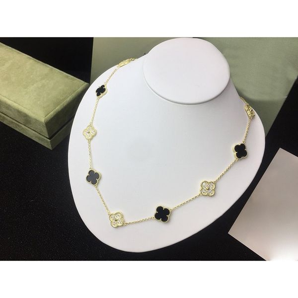 

2020 new ten flowers clover red agate gold necklace for women fashion designer brand jewelry for women with boxs with stamp ing, Silver