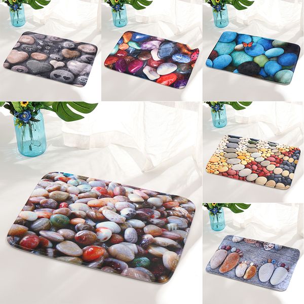 

13stylesbathroom shower mat stone style printing non-slip bedroom carpet kitchen door floor soft tatami winter rug 40*60cm
