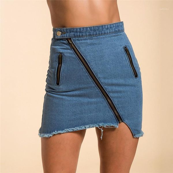 

printed high waist zipper pocket tassel skirts fashion female clothing summer womens denim skirt solid color, Black