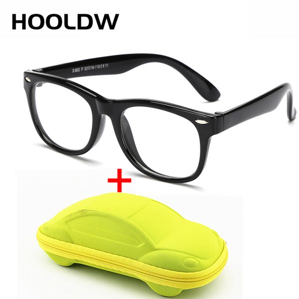 

hooldw cool kids glasses tr90 silicone flexible children eyeglasses boys girls baby optical frame computer transparent eyewears, Black