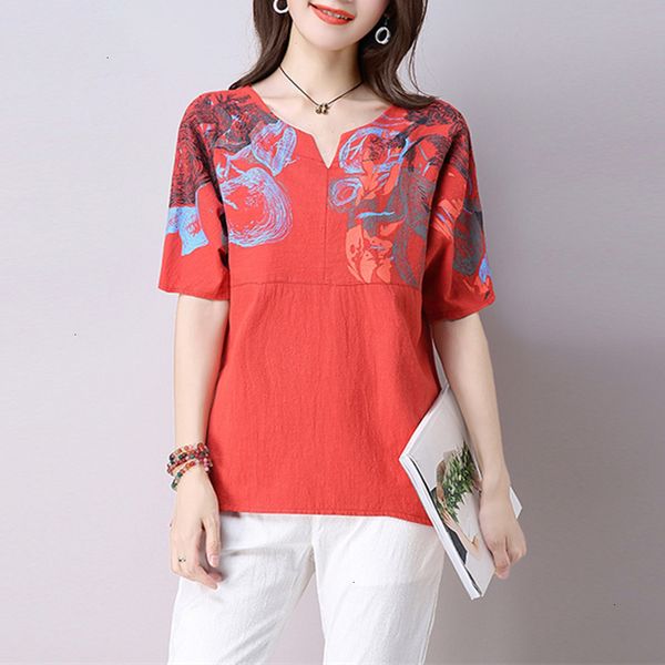 

womens clothing womens blouses women blouse summer cotton linen print blouse shirts blusas plus size loose casual women, White