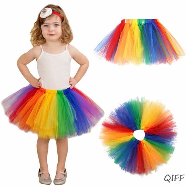 

10 colors baby girls ballet dance mini tutu skirt hand woven contrast rainbow colored striped patchwork tulle party pettiskirt, Black;red