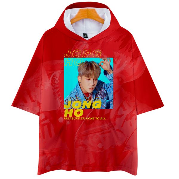 

kpop ateez new treasure ep.3 : one to all hooded men/women harajuku hoodie shirt short sleeve clothes, Black