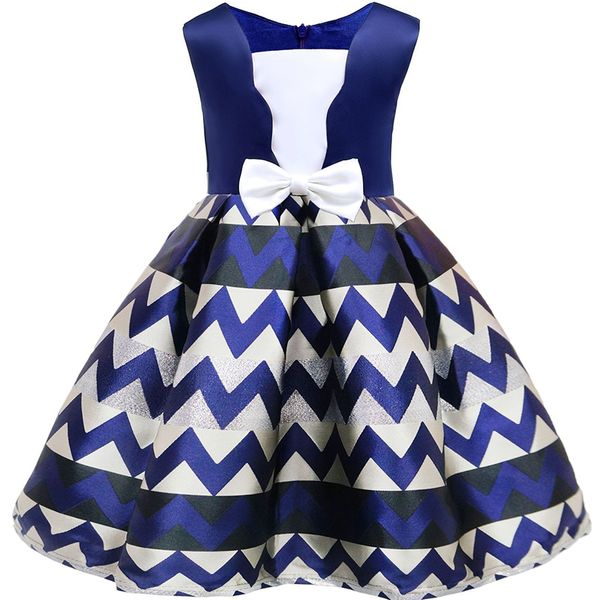 

bow striped princess of girls baby reception formagirls clothes ball gown for girl dress knee-length style 2-10year teenage, Red;yellow