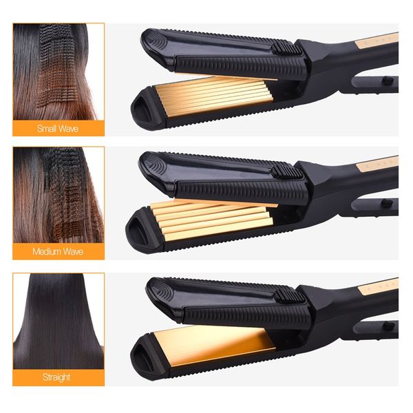 

3 in 1 electric hair straightener crimper corrugated curl hair plate titanium flat iron curling corn hair wave corrugated