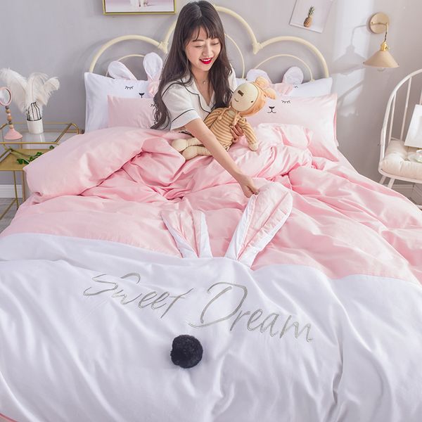 

весна и лето девушка сердце хлопок двойной бой трехмерные уши четыре части одноместный двойной пододеяльник постельное белье