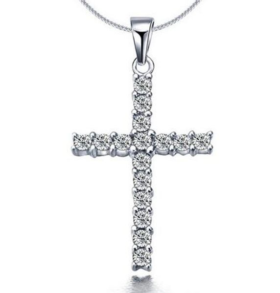 

колье новый посеребренная крест кулон ожерелья для женщин мода длинные ожерелья свитер аксессуары кристалл ювелирные изделия горячие, Silver