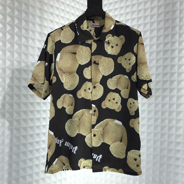 

Mens Designer T Shirts PALM ANGELS Brand Bear Printing Shirts Men Fashion Casual Short Sleeves Loose Lapel Mens Clothes