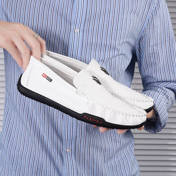 

moccosins nan dan xie lightweight breathable soft bottom soft surface leather shoes men's genuine leather lazy casual driving sh, Black