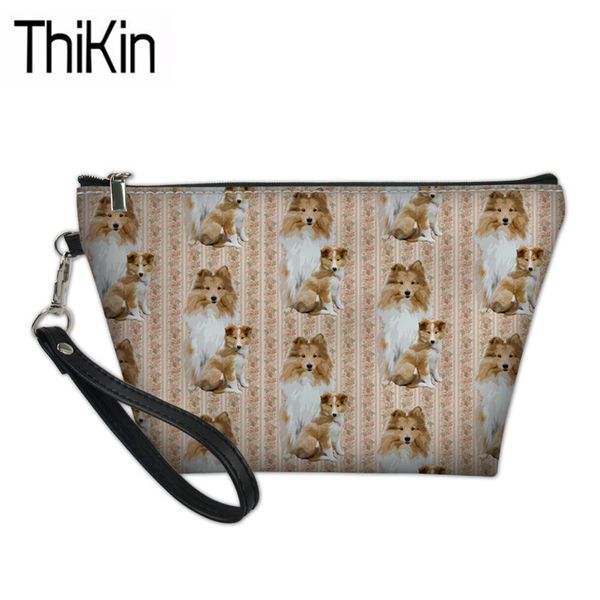 

thikin make up box women sheltie printing cosmetic cases ladies travel necessity toiletry bag for females wash kit pouch bolsa