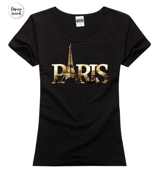 

new fashion tshirt women 100% cotton lady girl slim paris tower city woman letter underwear t shirt hiphop tee top, White