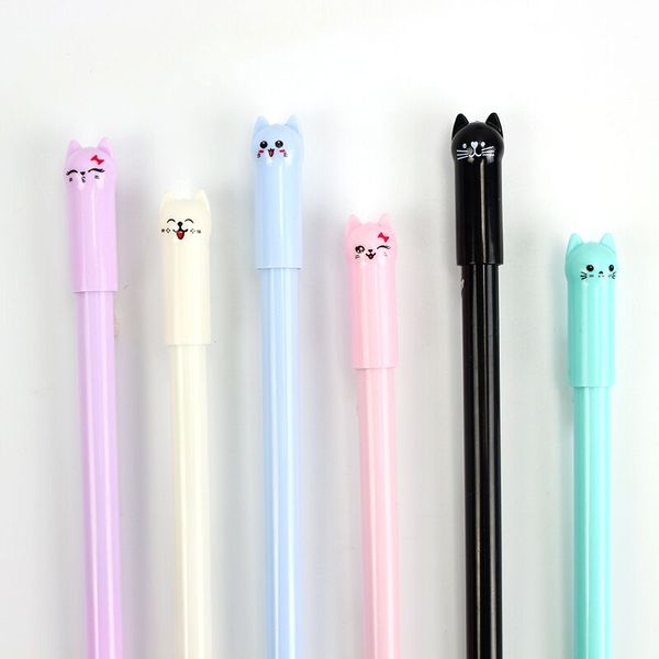 

6pc kawaii pen creative stationery student pen cute cat gel 0.5mm full needle black ink school supplies office supplies