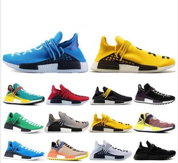 

designer human race hu trail pharrell williams men running shoes nerd black cream orange red mens trainers sports runner sneakers size 36-46