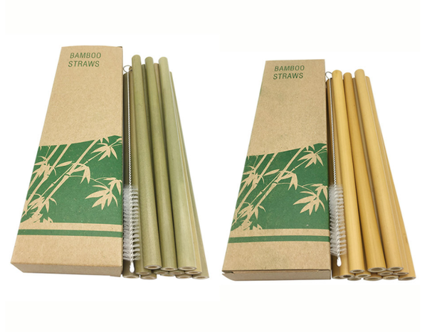 

wowshine reusable eco-friendly 12pcs bamboo straws 1 brush set ing