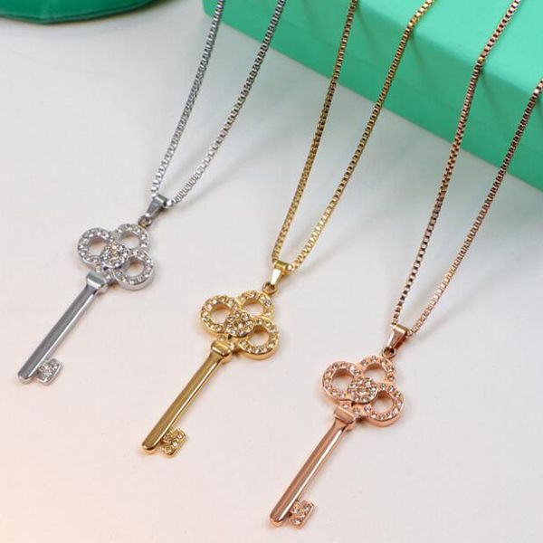 

мода brand new 18k золото серебро белое золото титана стали key подвеска ожерелье ювелирные изделия свитер цепи ожерелье подарков, Silver