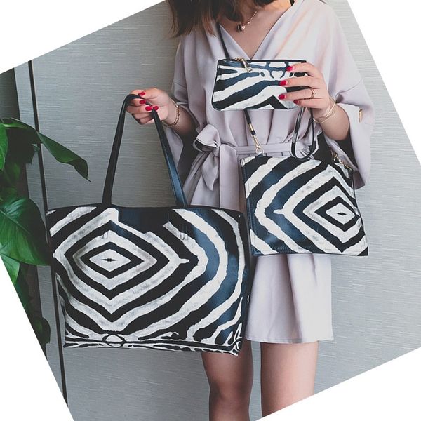 

4pcs fashion women leather shoulder bag crossbody bags messenger composite bag handbags patent leather striped for women 2019