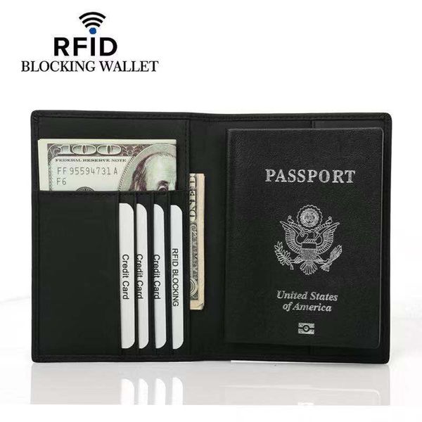 

rfid leather passport cover credit card holder men business travel passport holder wallet covers for passports full-grain leather carteira, Brown;gray