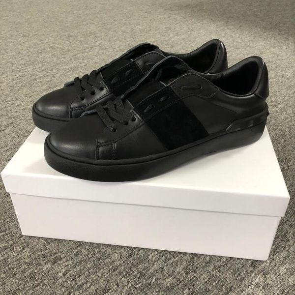 

mens open designer shoes fashion lace up ace genuine leather sneakers white black luxury casual shoes gift for women size 35-46