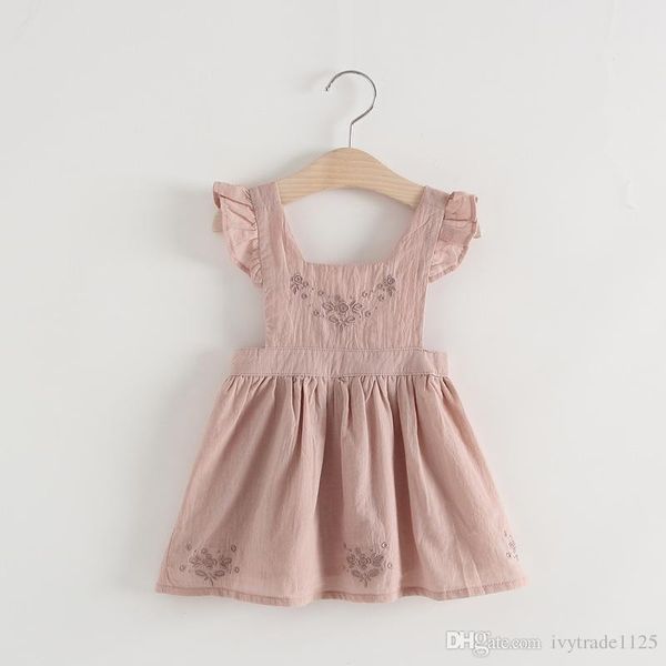 

baby girls clothing dress lovely flying sleeveless square-neck hollow out flower dress casual fashion girl dress 100% cotton, Red;yellow
