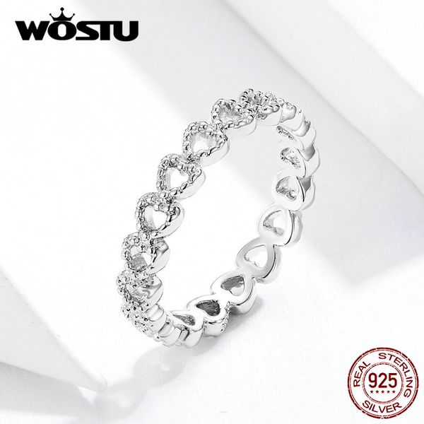 925 Продажа серебра Штабелированные навсегда сердечные кольца любви для женщин оригинальный бренд мода кольцо роскошный подарок ювелирных изделий