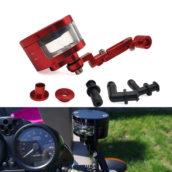 

cnc motorcycle brake fluid oil reservoir cup tank +support bracket for yamaha tmax 500 530 xp500 xp530 xj600 keeway tx125