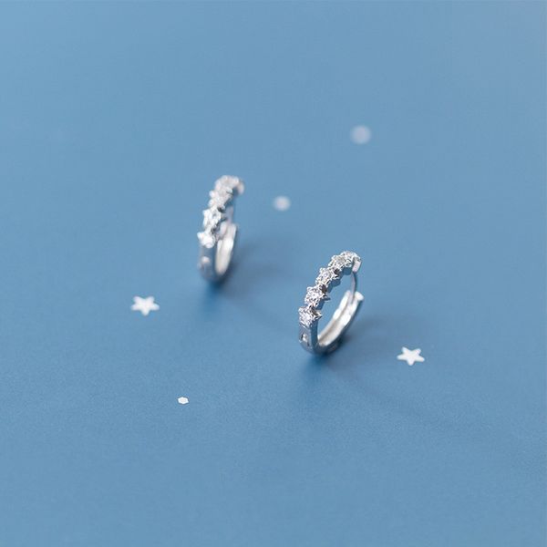 

stud 925 sterling silver minimalist micro inlay cubic zirconia round earrings for women lady girls jewelry, Golden;silver